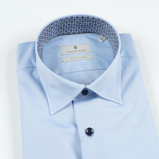- Button Under Trimmed Shirt - Blue