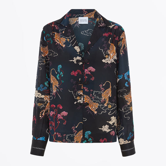 - Pyjama Silk Blouse - Tiger Black