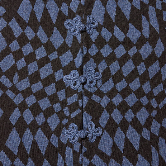 - Merino Jacquard Split Skirt - Navy/Black