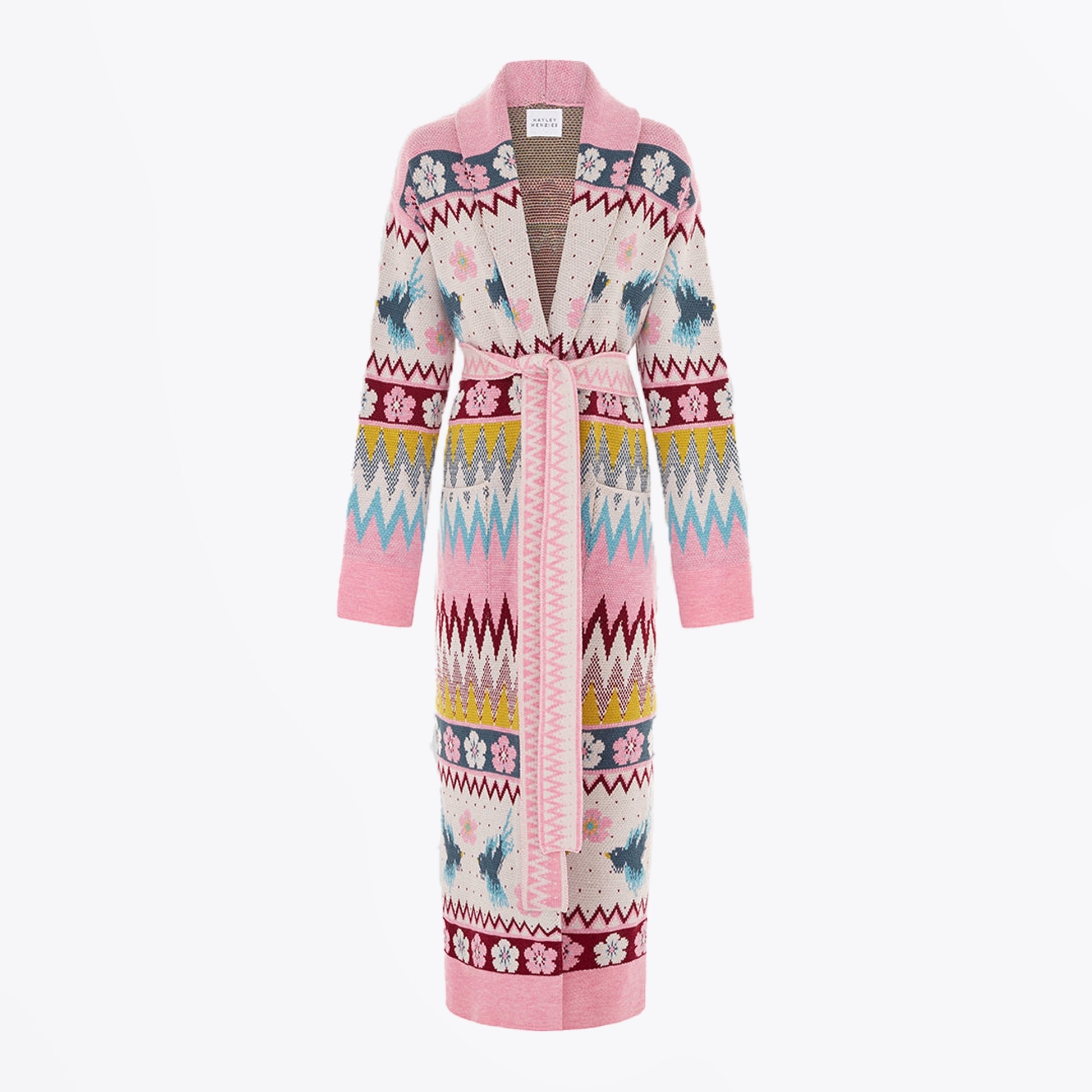 Hayley Jacquard Shawl Long Cardigan - Multi