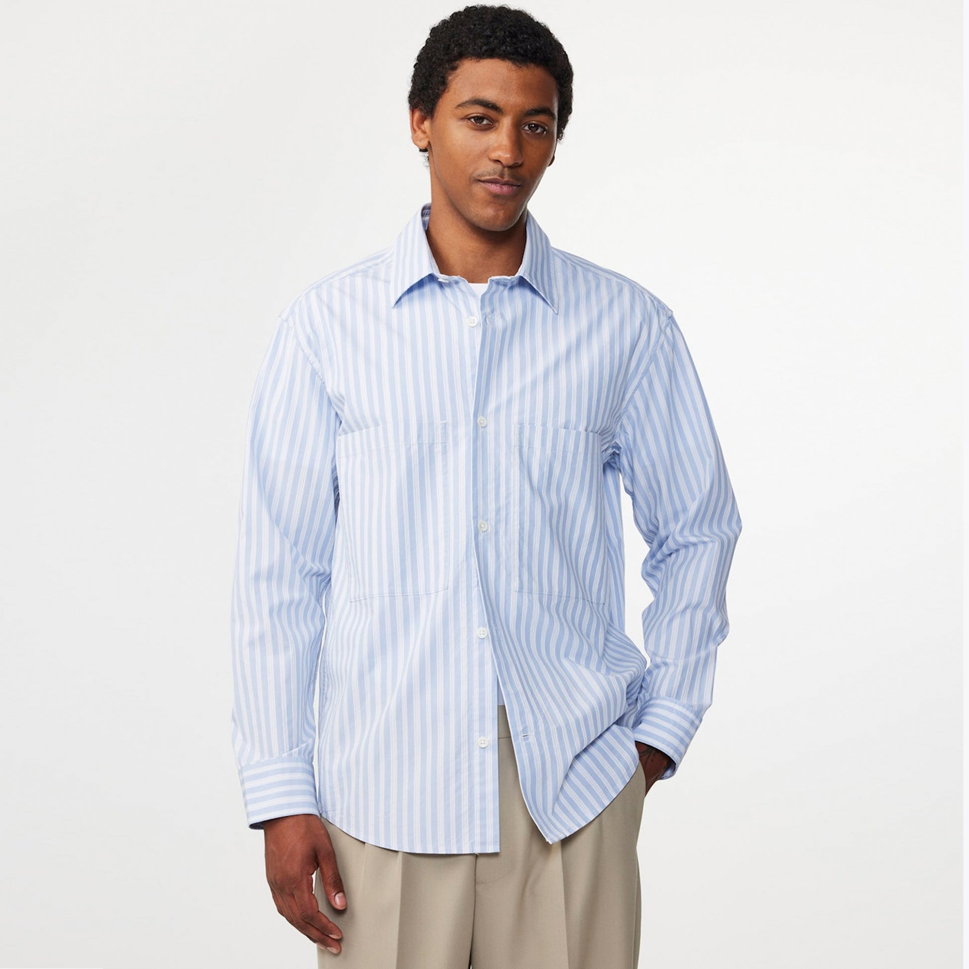 NN07 Freddy Striped Shirt - Blue Stripe