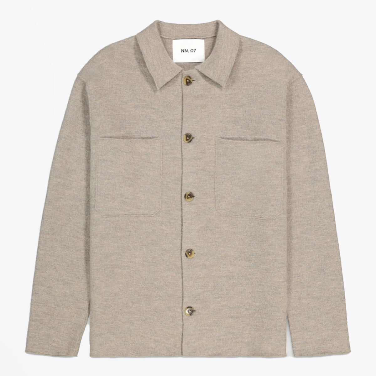 Jonas Boiled Merino Wool Overshirt - Khaki Beige
