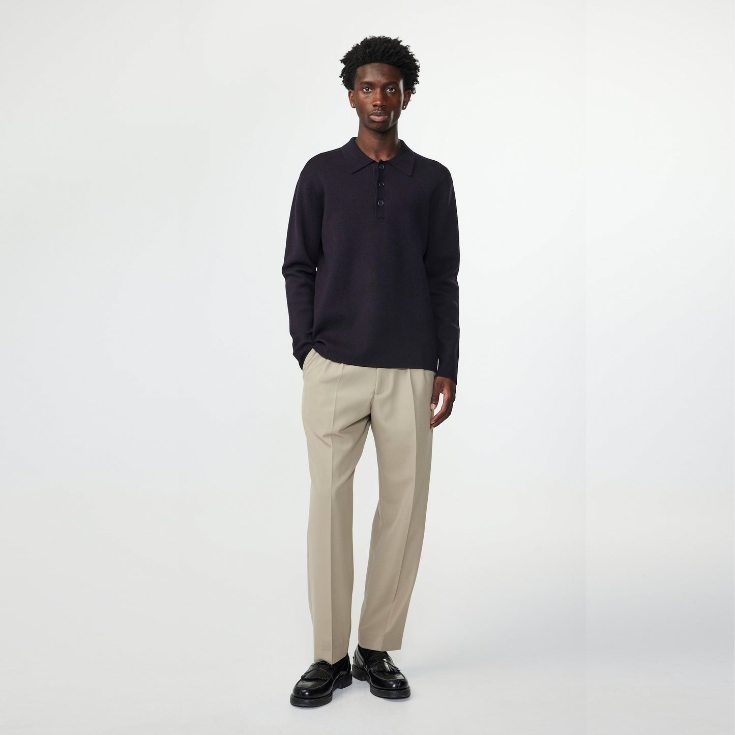 - Harald Knitted Polo - Dark Navy