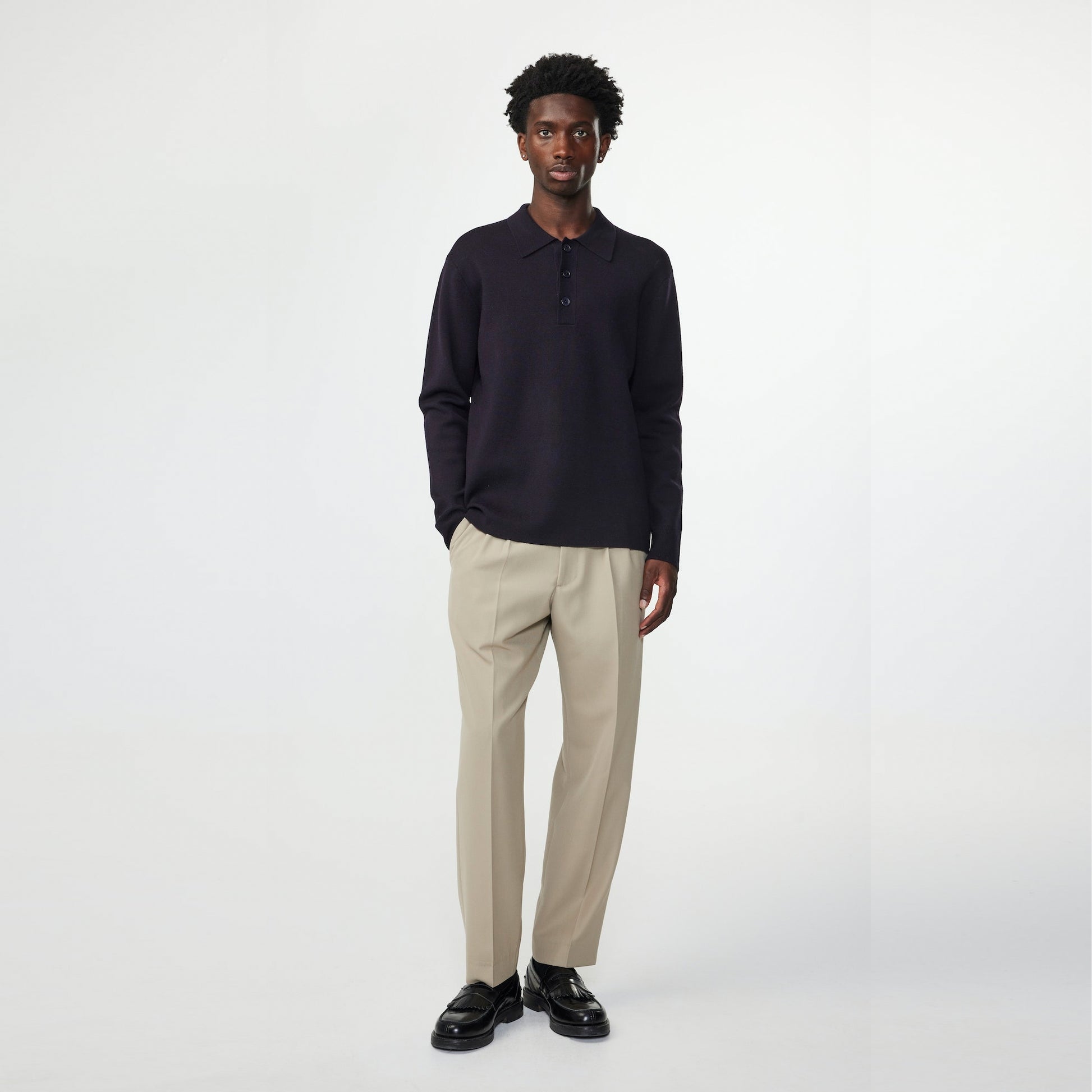 NN07 - Harald Knitted Polo - Dark Navy