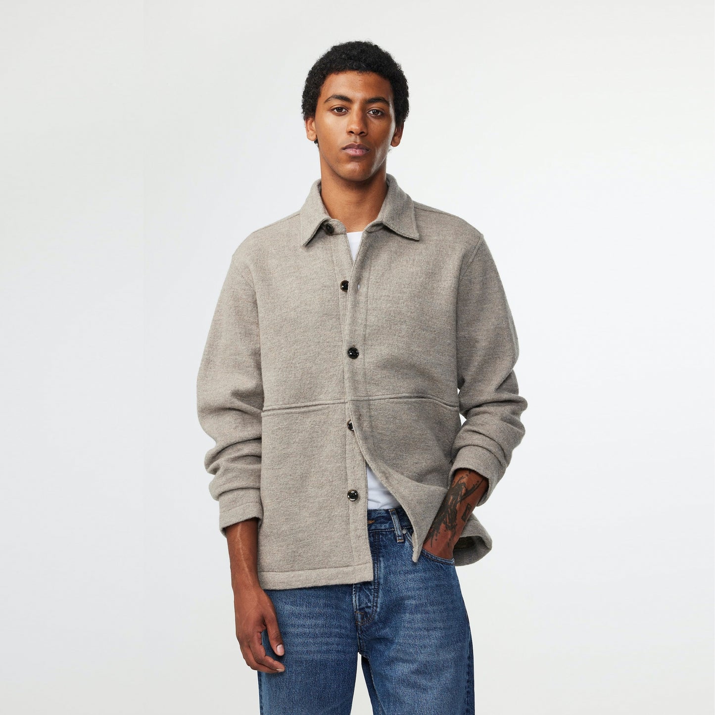 Kian Merino Jacket - Khaki/Beige