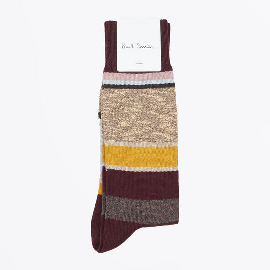 - Colin Stripe Sock - Burgundy