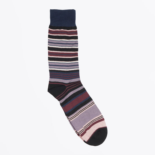 - Socks 3 Pack Navy Striped - Navy