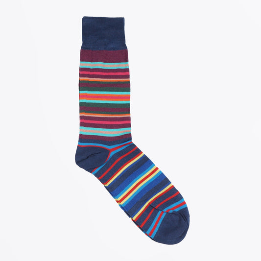 - Socks 3 Pack Navy Striped - Navy