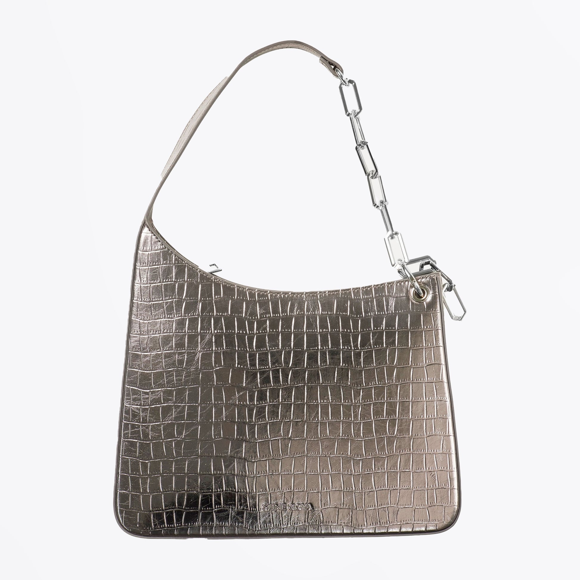 Stine Lexie Asymmetric Slim Bag - Silver Croc