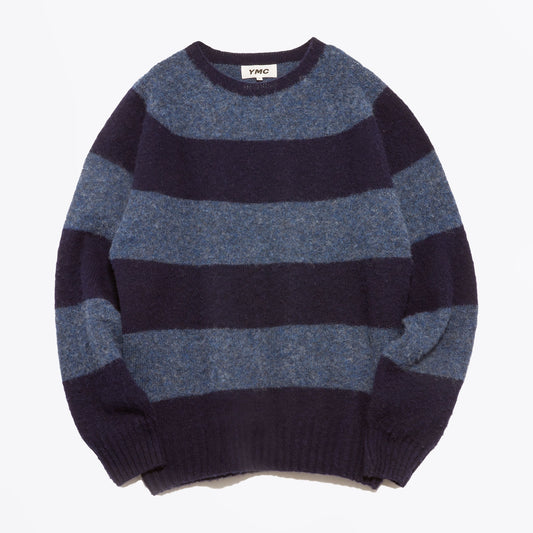 - Suedehead Stripe Crew Knit - Navy
