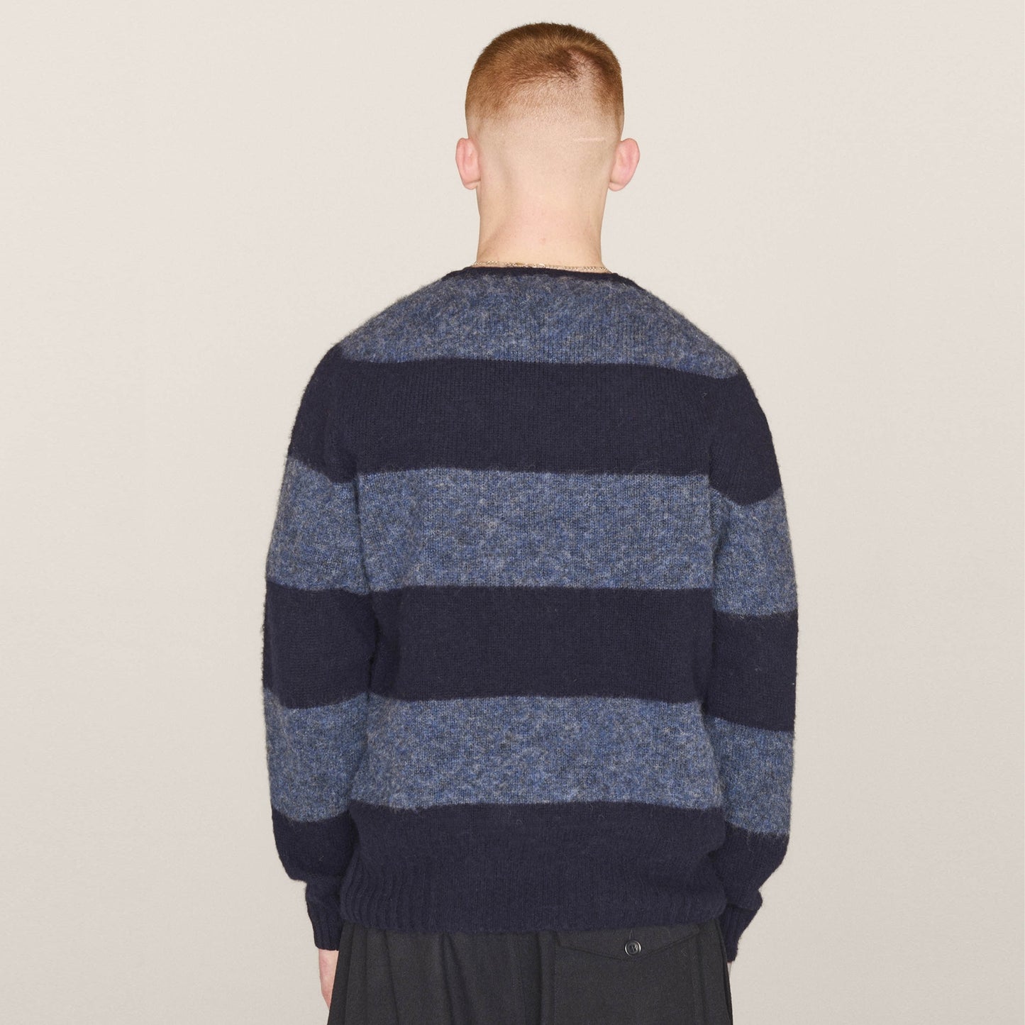 - Suedehead Stripe Crew Knit - Navy