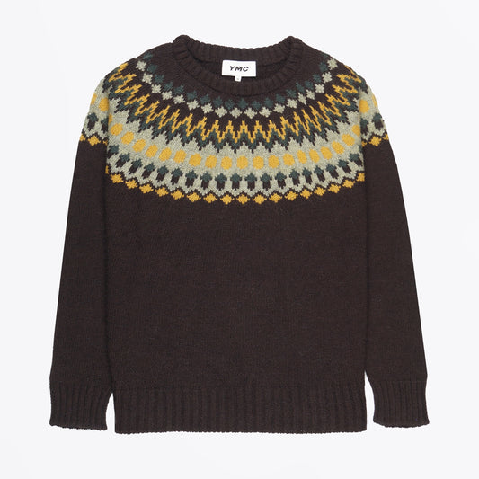 - Wings Crew Neck Knit - Brown Multi