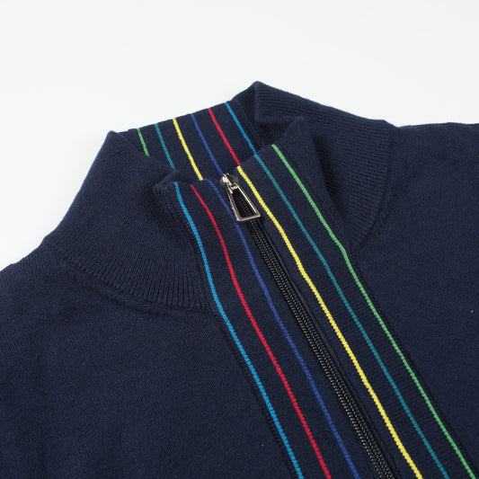 - Zip Thru Cardigan - Navy