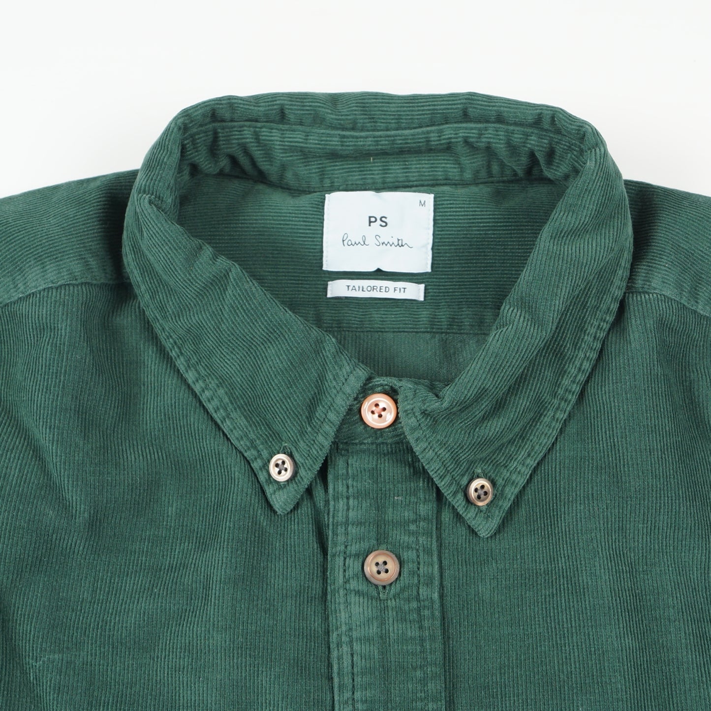 - Tailored Fit Corduroy Shirt - Bottle Green