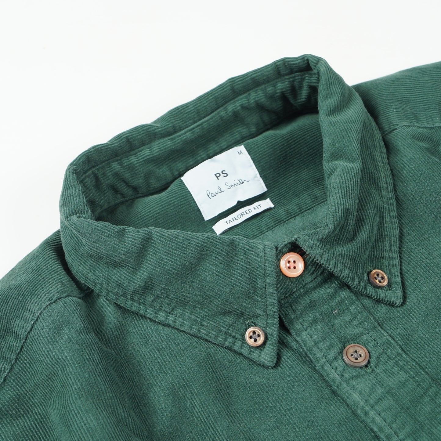 - Tailored Fit Corduroy Shirt - Bottle Green