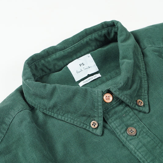 - Tailored Fit Corduroy Shirt - Bottle Green