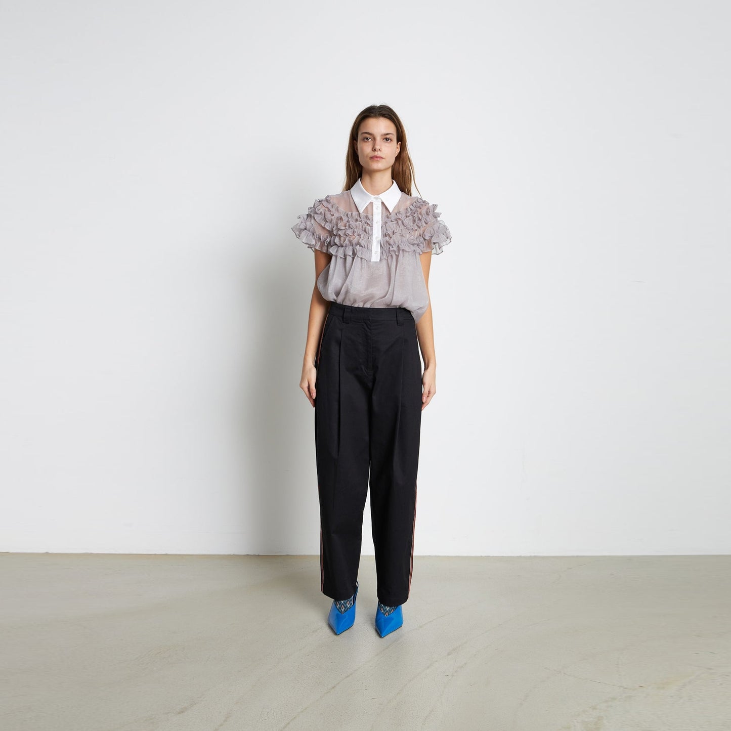 - Jill Jo Cotton Striped Pants - Black