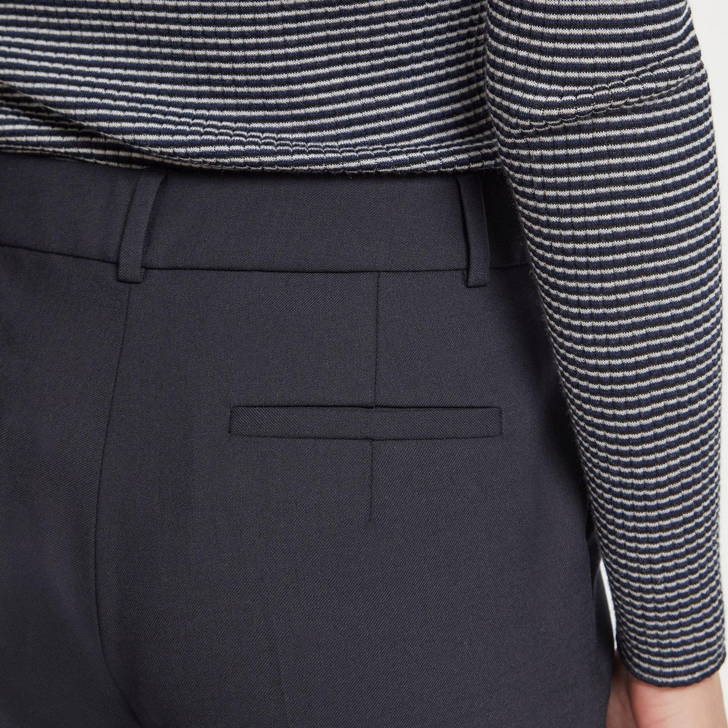 - Clement New Wool Turn Up Trouser -Navy