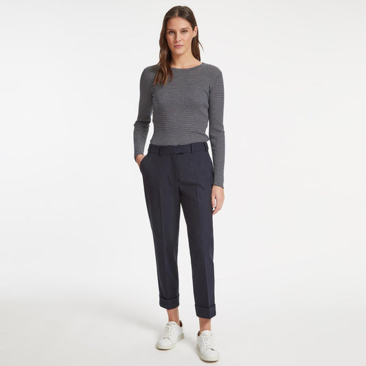 - Clement New Wool Turn Up Trouser -Navy