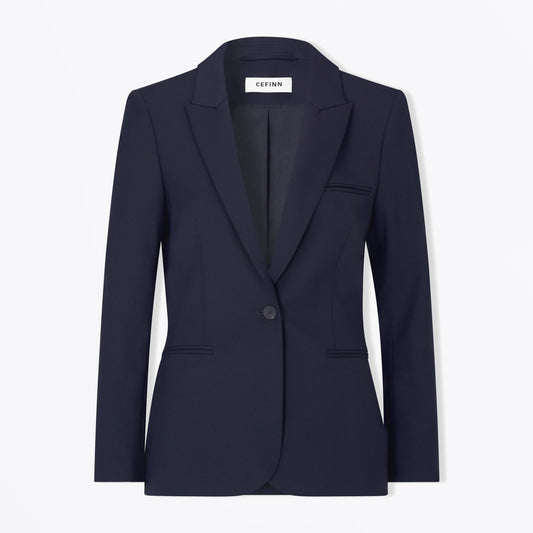 Jamie Stretch Wool Blend Blazer - Navy