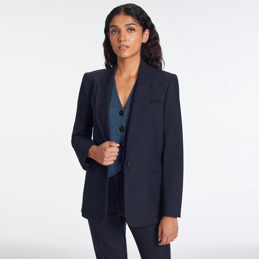 Jamie Stretch Wool Blend Blazer - Navy