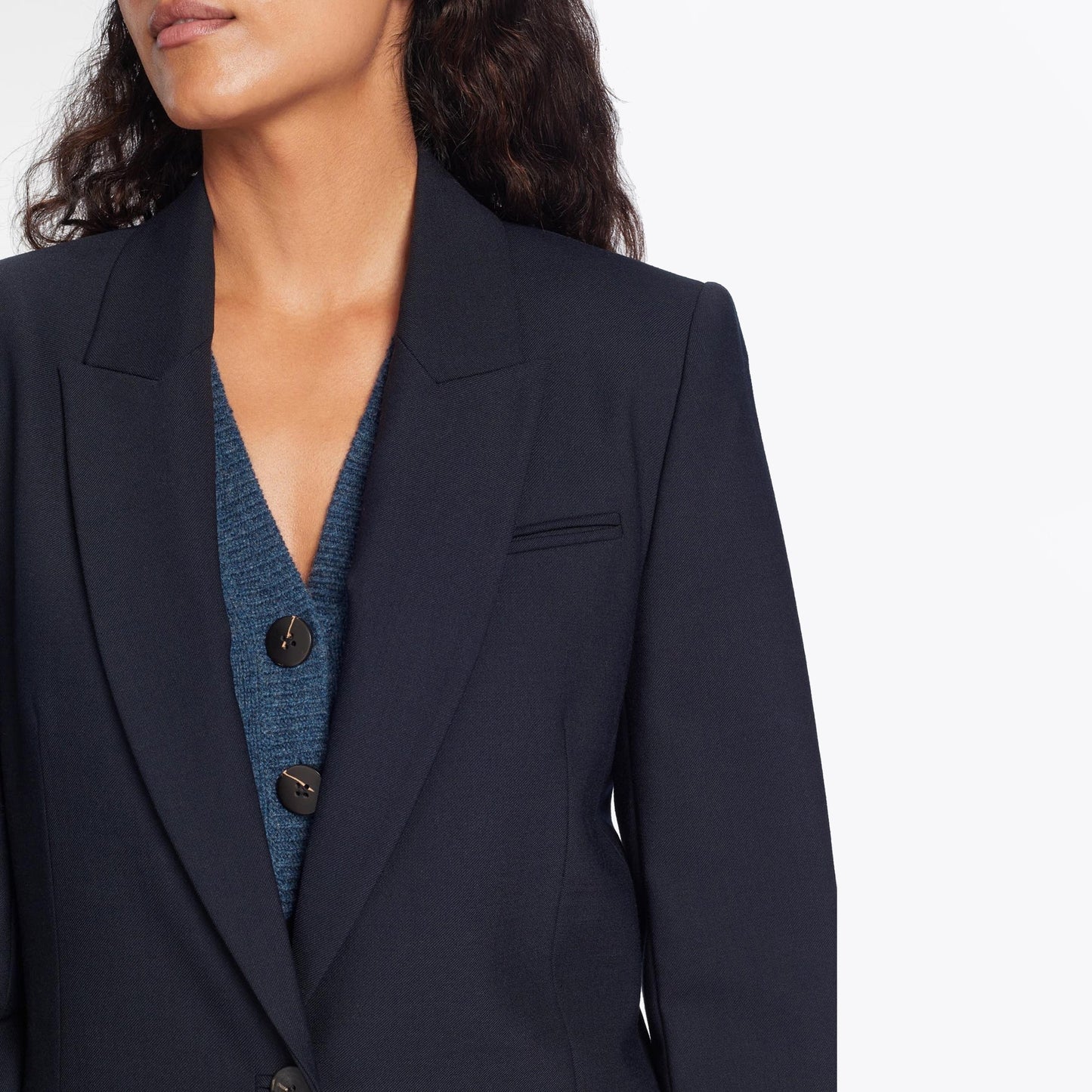 Jamie Stretch Wool Blend Blazer - Navy
