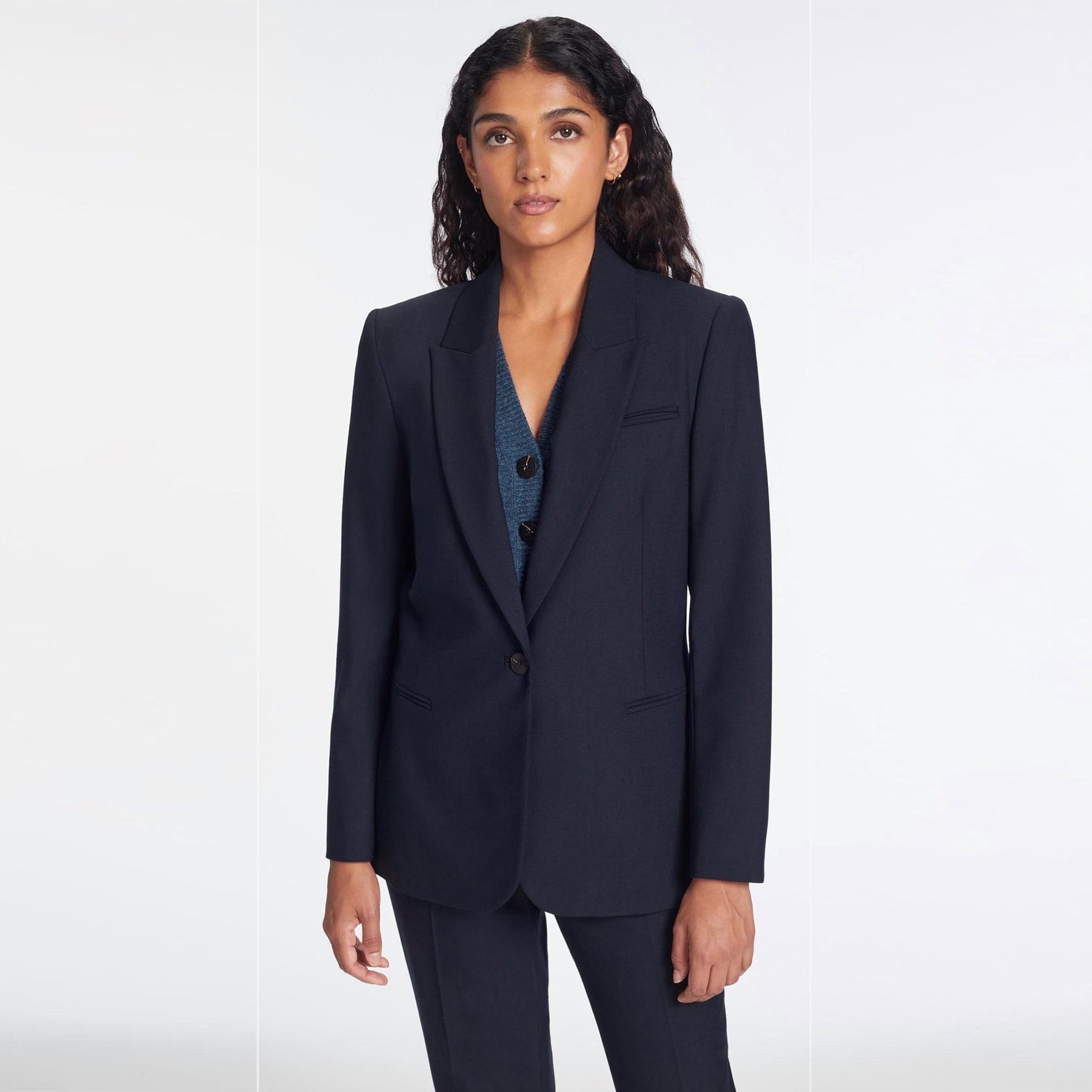 Cefinn Jamie Stretch Wool Blend Blazer - Navy