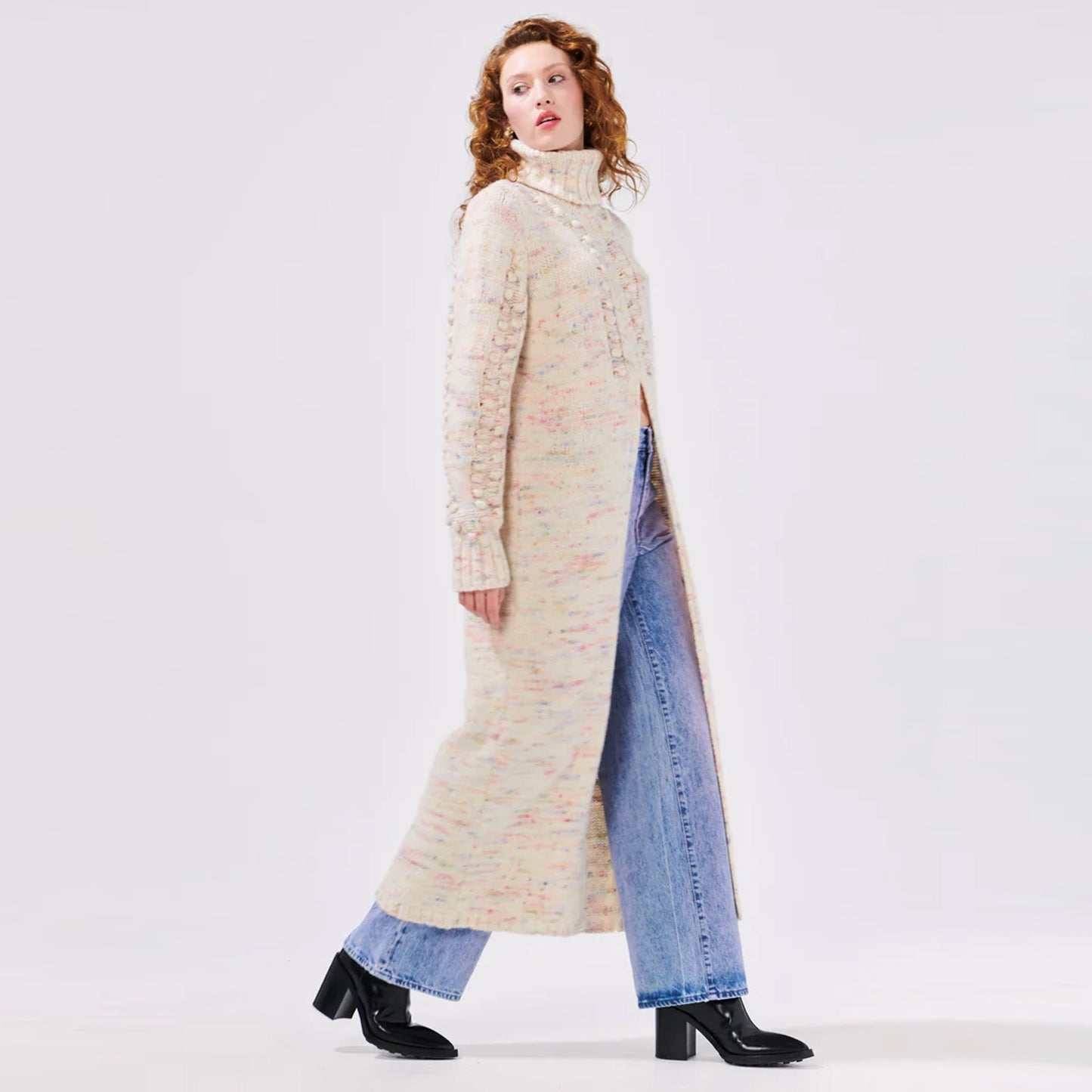 - Alpaca Bobble Long Jumper - Cream