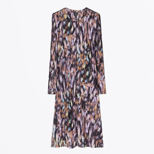 - Bark Print Mesh Dress - Black