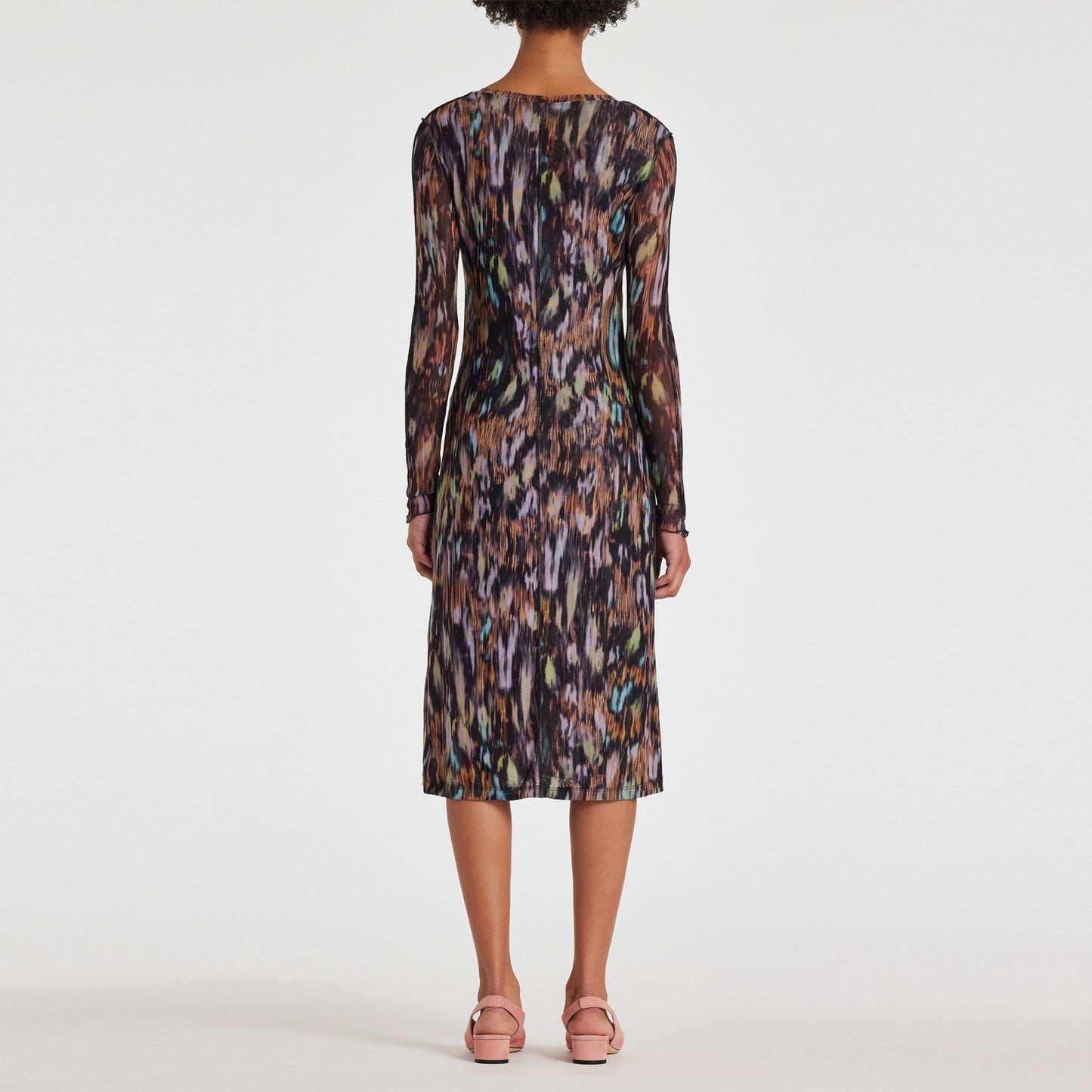 - Bark Print Mesh Dress - Black