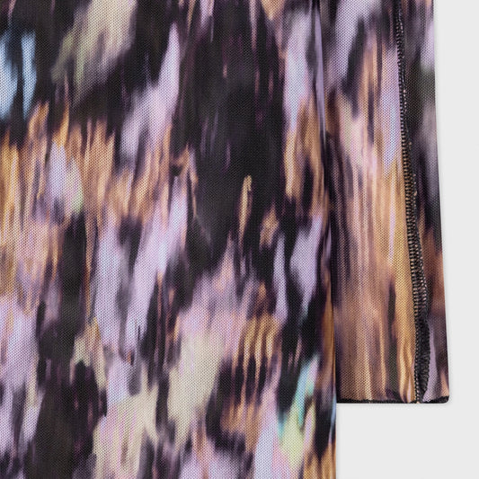 - Bark Print Mesh Dress - Black