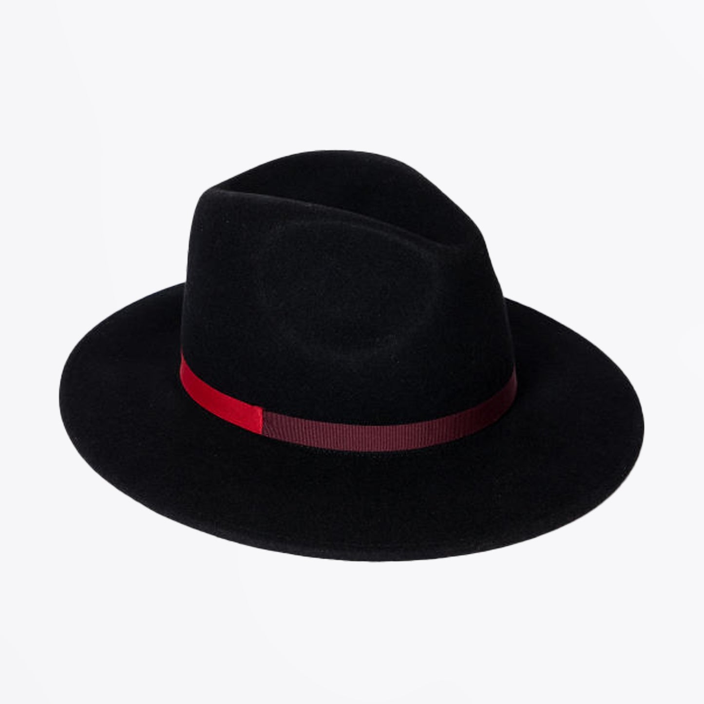- Two Tone Wool Felt Fedora - Black
