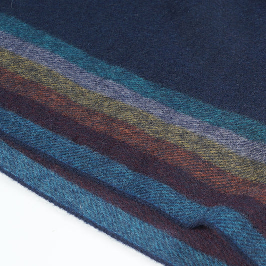 - Bright Stripe Cashmere Scarf - Navy
