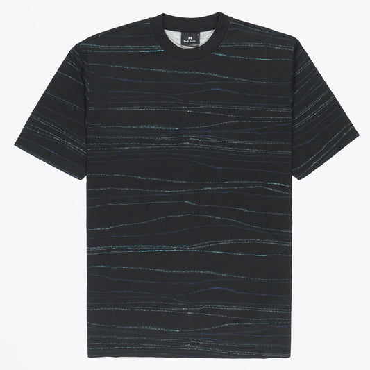 - Short Sleeve Stripe T-Shirt - Black