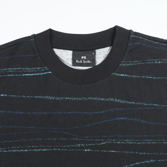 - Short Sleeve Stripe T-Shirt - Black