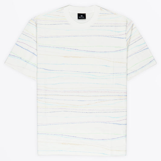 - Short Sleeve Stripe T-Shirt - White