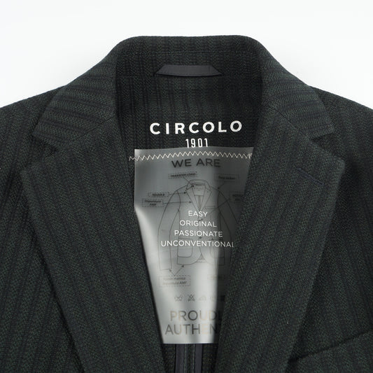 - Self Stripe Woolen Blazer - Green