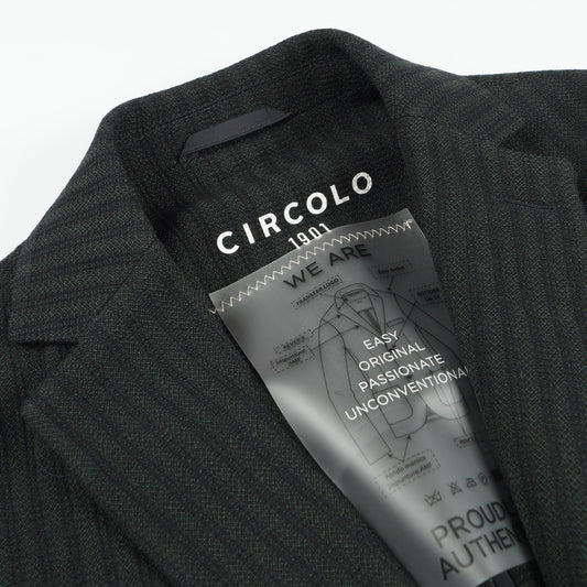 - Self Stripe Woolen Blazer - Green