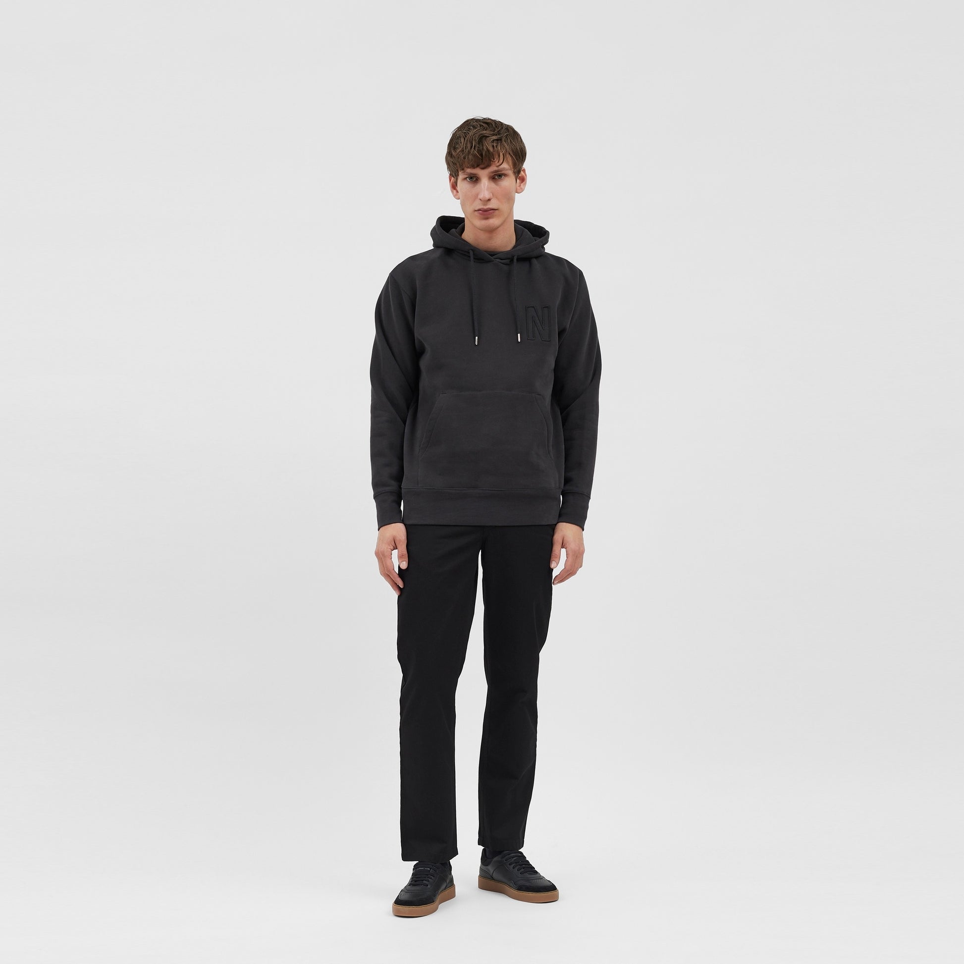 Norse - Arne Relaxed Logo Hoodie - Black