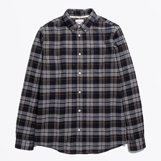 - Anton Flannel Check Shirt - Medium Grey