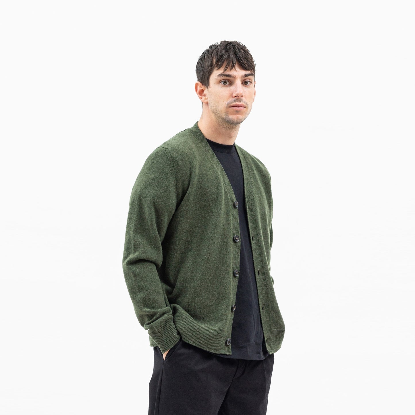 - Adam Merino Cardigan - Army Green