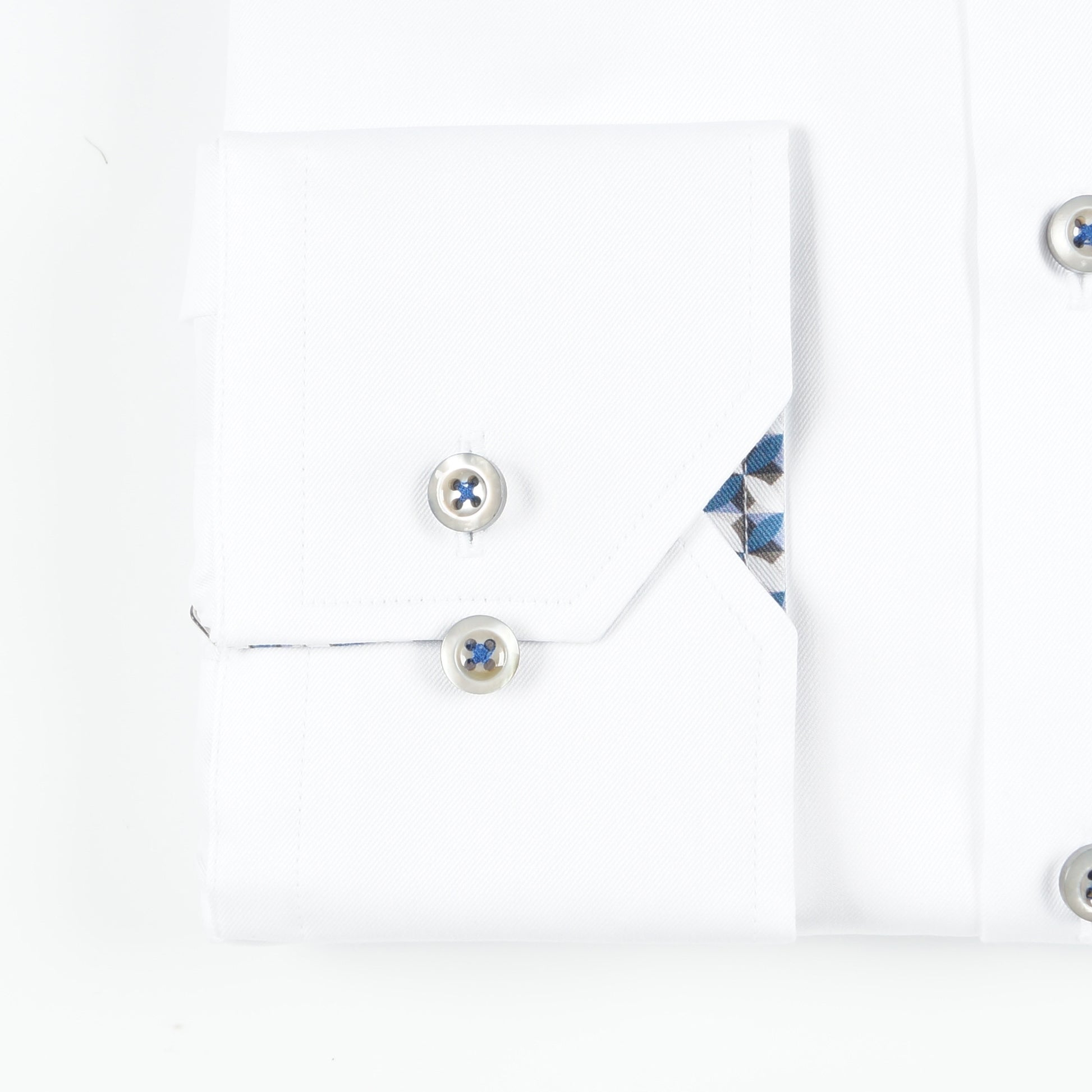 Stenstroms - Fitted Body Shirt Geo Trim - White