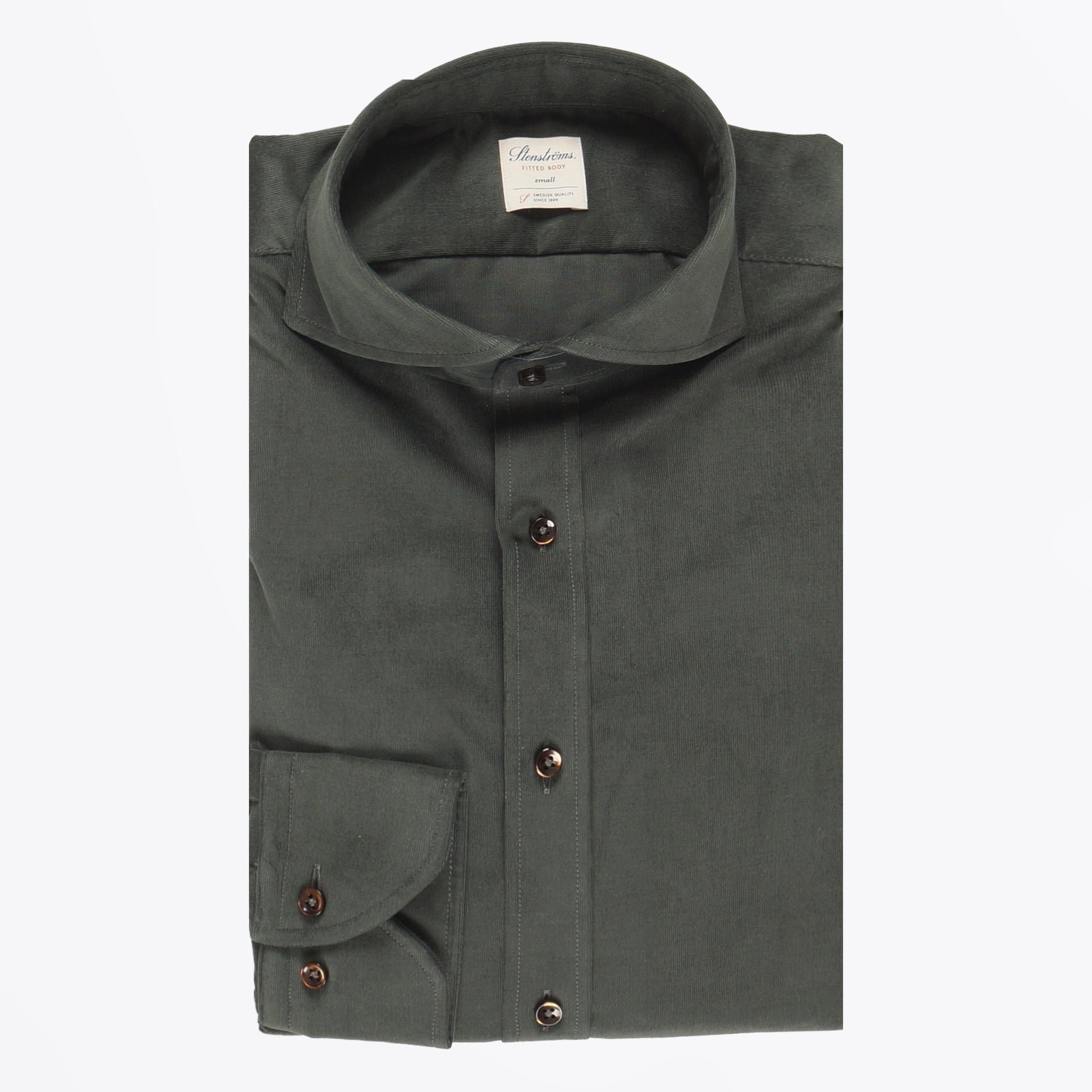 Stenstroms - Fitted Body Micro Cord Shirt - Green