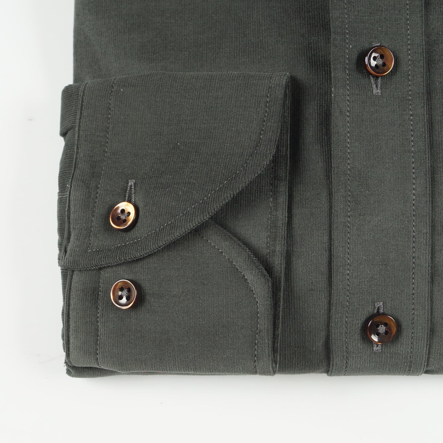 - Fitted Body Micro Cord Shirt - Green