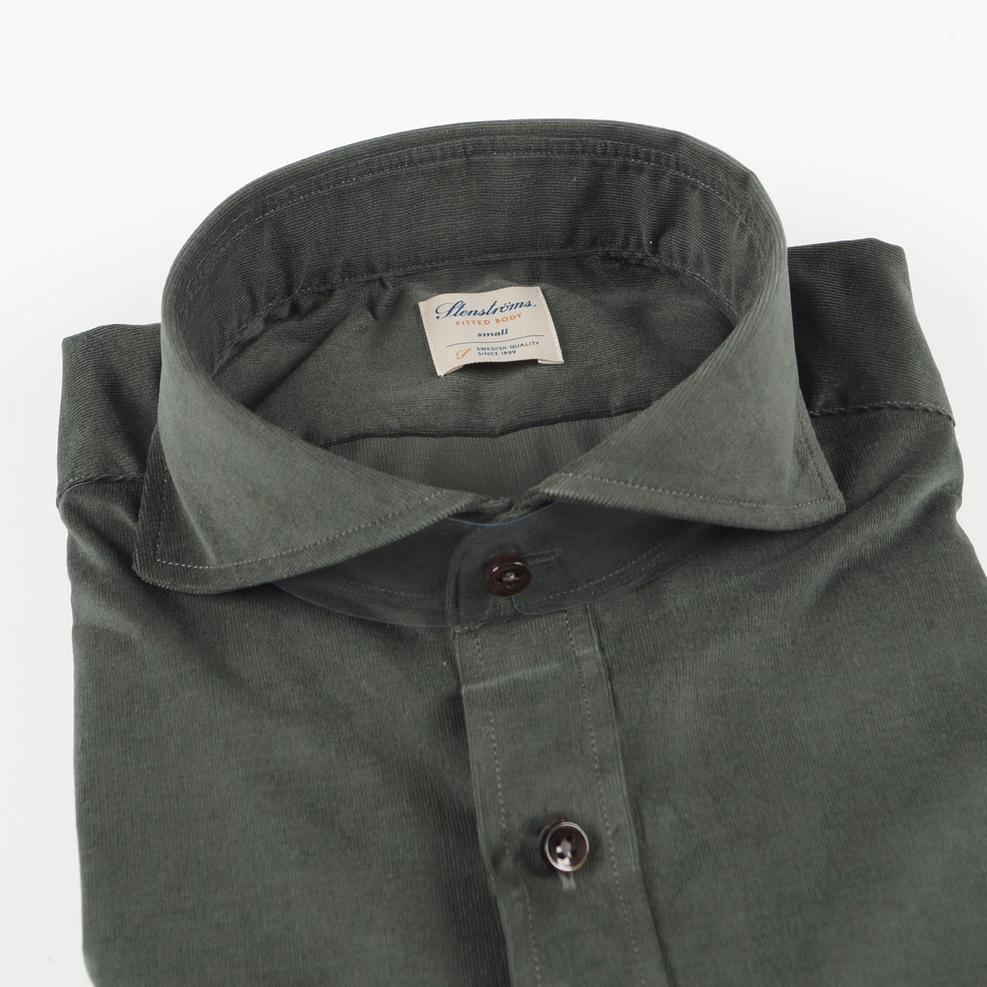 Stenstroms - Fitted Body Micro Cord Shirt - Green