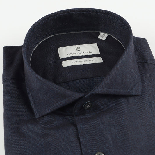 - Soft Brushed Herringbone Shirt - Grey