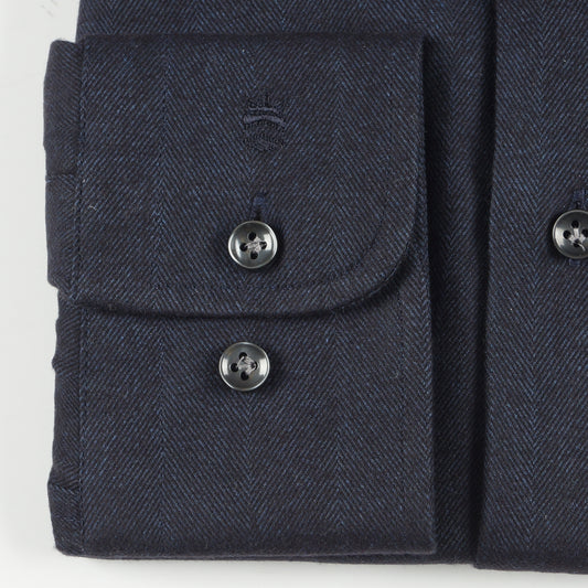 - Soft Brushed Herringbone Shirt - Grey