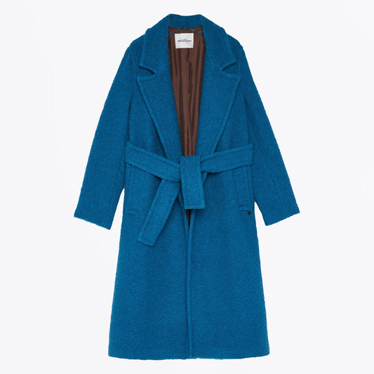 - Long Wool Coat - Cerulean Blue