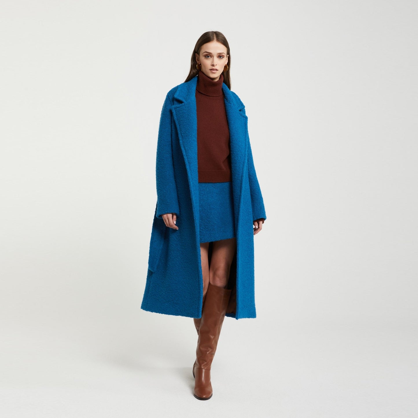 - Long Wool Coat - Cerulean Blue