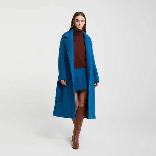 - Long Wool Coat - Cerulean Blue